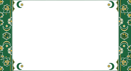 Green and gold ornate frame border.