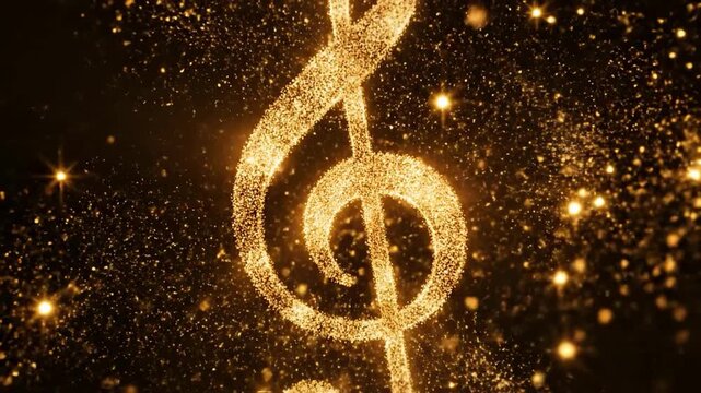 A radiant golden music note, shimmering with light, evokes creativity and passion. Ideal for music-related content, branding, or illustrating artistic