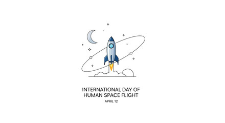 Fototapeta premium Simple Line Drawing of Rocket Ship Launching.