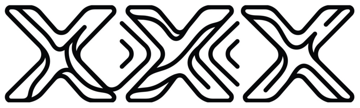 Abstract Minimalist XOX Typography Logo Design with Creative Liquid Topographical Line Art Texture for Modern Branding Identity Isolated on White Vector Illustration