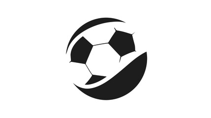 Obraz premium Stylized black and white soccer ball enclosed in dynamic, curved shapes, centered