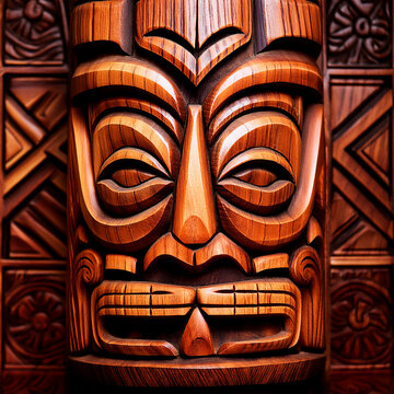 Wooden Tiki God Statue