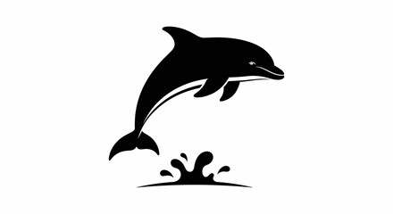 Obraz premium A sleek black silhouette of a dolphin leaping from the water with splashes
