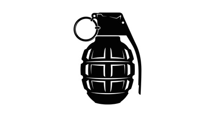 Black silhouette of a classic hand grenade isolated on a white background © arfanah02