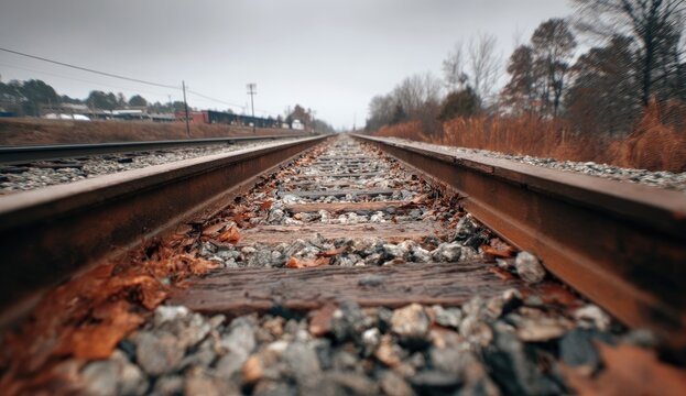 Perspective View of Railroad Tracks Leading into the Distance.
