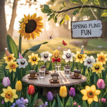 Sunny "Spring Fling Fun" Floral Garden Party with Sunflower