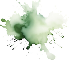 Obraz premium Green watercolor abstract shape, watercolor splatter, paint stain, generative AI