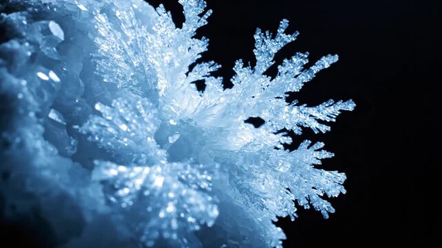 Close-up of a beautiful blue crystal formation on a black background.