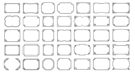 Obraz premium Set of various vintage rectangular frames with ornate decorative borders
