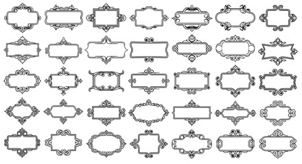 Fototapeta premium Collection of vintage ornate decorative frames and labels