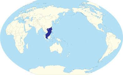 Naklejka premium The South China Sea Highlighted on the World Map Vector Design