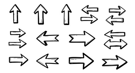 Collection of various black and white arrow icons pointing in different directions
