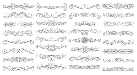 Obraz premium Collection of elegant vintage decorative flourishes and borders