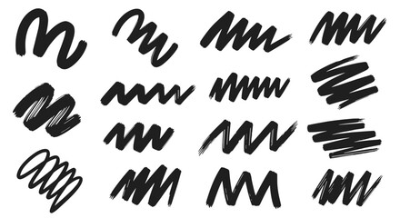 Fototapeta premium Collection of black marker scribbles and doodles