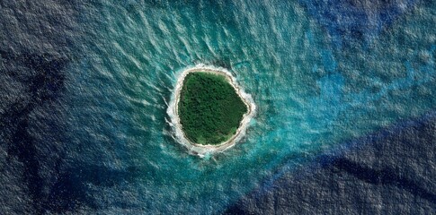 Chagos Archipelago Tropical Island Satellite View Indian Ocean © Aerial View
