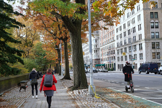 New York City, sidewalk on Central Park West