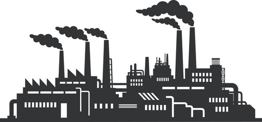 Industrial factory with smoking chimneys