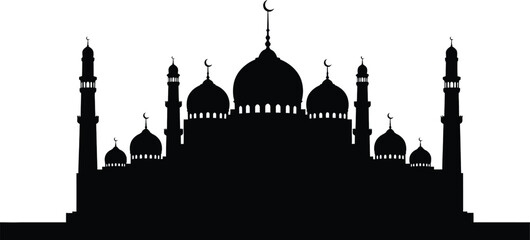 Mosque silhouette with domes and minarets © MDSAIFUL