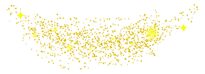 Curved golden sparkle trail with glowing stars on white background festive decorative magical celebration design © Muhammad Foysal