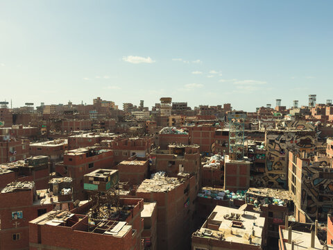 Manshiyat Naser Neighborhood View with Compact Houses and Daily Life
