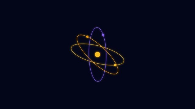 Atomic Structure Model Animation on Dark Background.