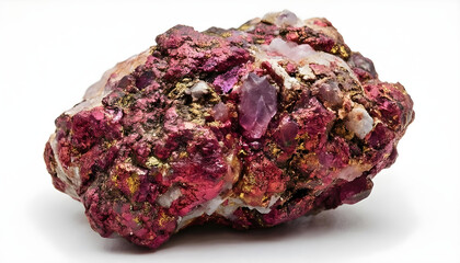 Obraz premium Close-up of a vibrant, iridescent mineral specimen with pink and gold metallic luster
