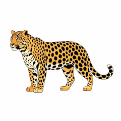 Fototapeta premium Illustration of a leopard with distinctive orange and black spots.