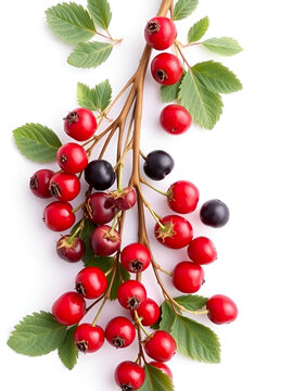 Lingonberries (cowberries, foxberries) isolated on the white background.
