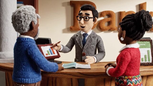 Older Couple Speaking To Bank Teller