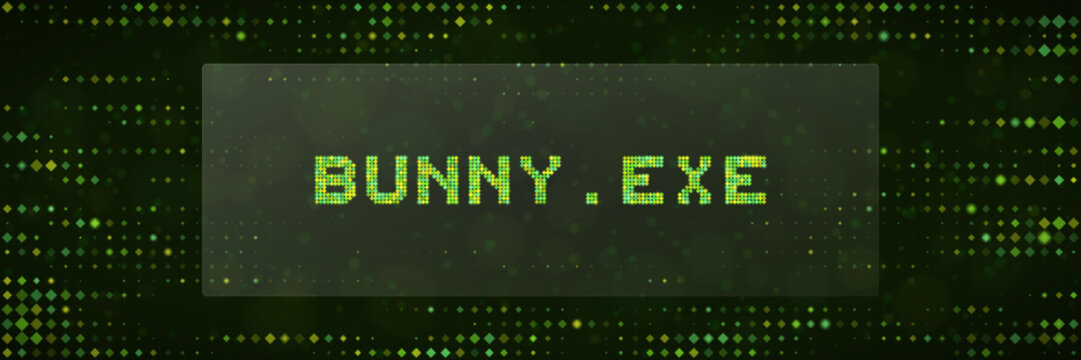 Cybersecurity Malware Concept with Bunny.exe Text on Digital Matrix Background