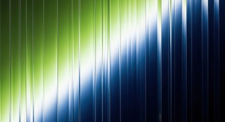 Abstract background with vertical lines and color gradient from green to blue with bright white light streak across the center