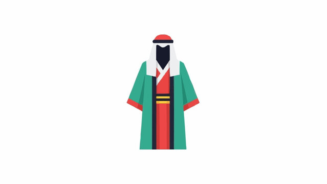 Man wearing green robe and headscarf.