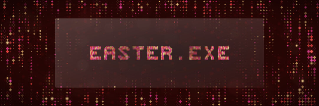 Glitchy Retro Pixel Art Easter EXE Text for Horror Game UI and Cyberpunk Aesthetic