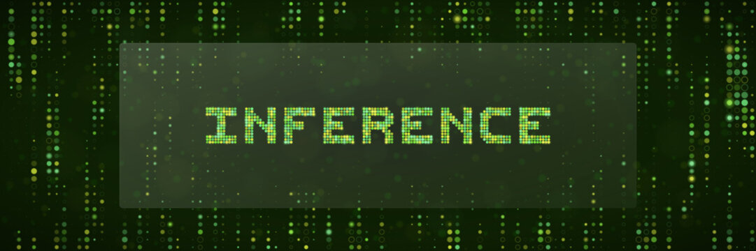 Machine Learning Inference Concept with Digital Matrix Background for AI Data Processing