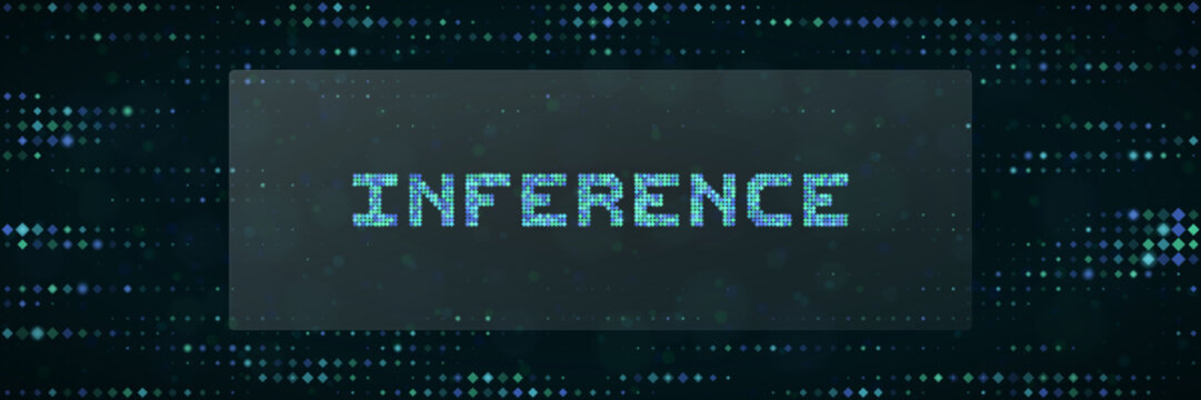 Artificial intelligence inference process visualization with digital data pixel background