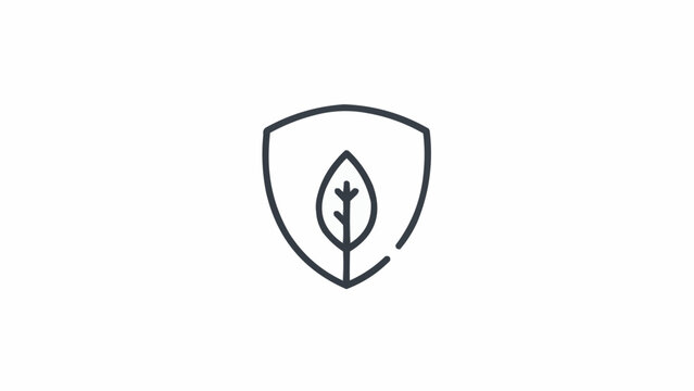 Shield with leaf logo symbol icon.