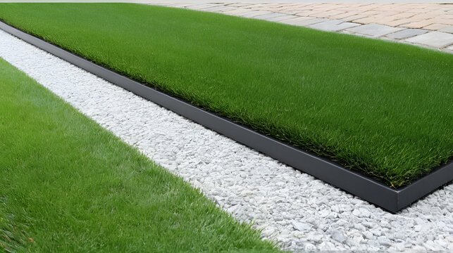 Sauber geschnittene Rasenkante an Bordstein - Clean cut lawn edge on curb