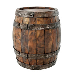 Obraz premium Wooden barrel on isolated transparent background