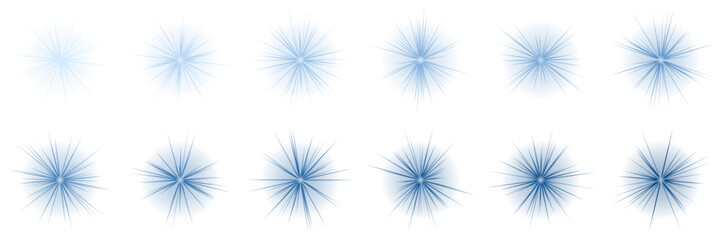 Collection of blue frozen magic spell effects, sparkling ice starburst icons for fantasy game design © SimpleDesignStudio