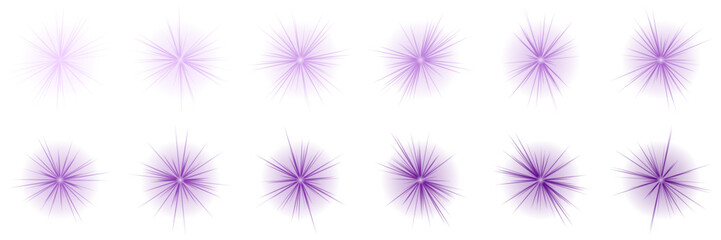Purple magical girl transformation sparkles and cosmic energy starburst icons for digital art © SimpleDesignStudio