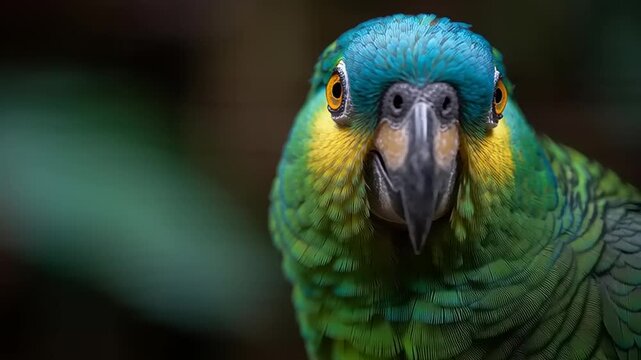 A vibrant parrot gently interacts with a child in a serene natural setting captured in a heartwarming video