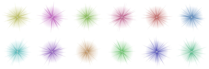 Fototapeta premium Colorful Starburst Achievement Icons for Gamification and Mobile App UI Design