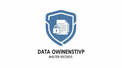Fototapeta premium Shield with padlock and documents logo.