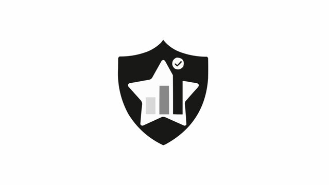 Shield with star and building icon.