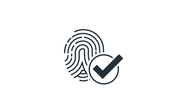 Fingerprint with Check Mark Icon.