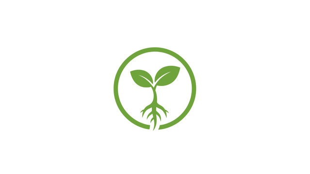 Green Seedling Sprouting Inside Circle Logo Design.