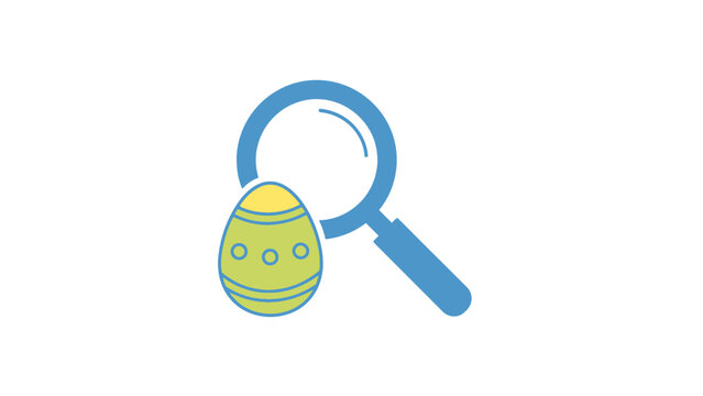 Magnifying glass over green egg.