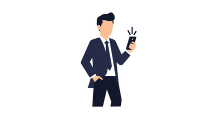 Obraz premium Businessman Holding Mobile Phone Device.