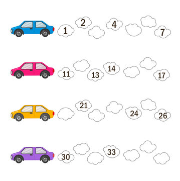 Counting educational children game,  Write the missing numbers in order.
