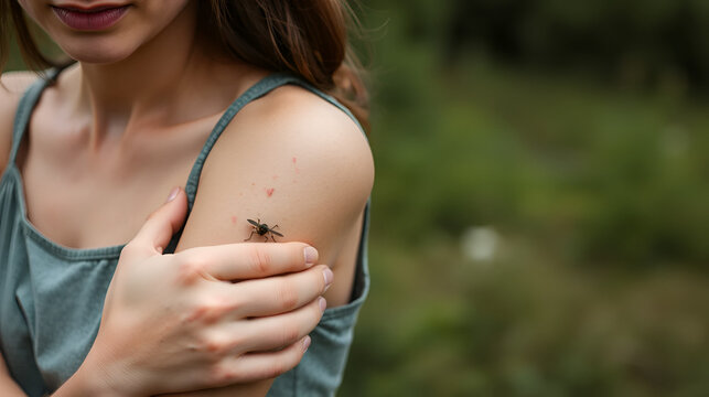 a young woman with insect sting on her arm